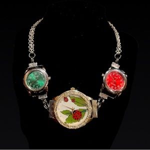 Handmade watch choker necklace.